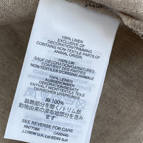 ♥ J. Crew Linen Beige Long Sleeved Blouse with Appliques Size 0     - D - Picture 9 of 9